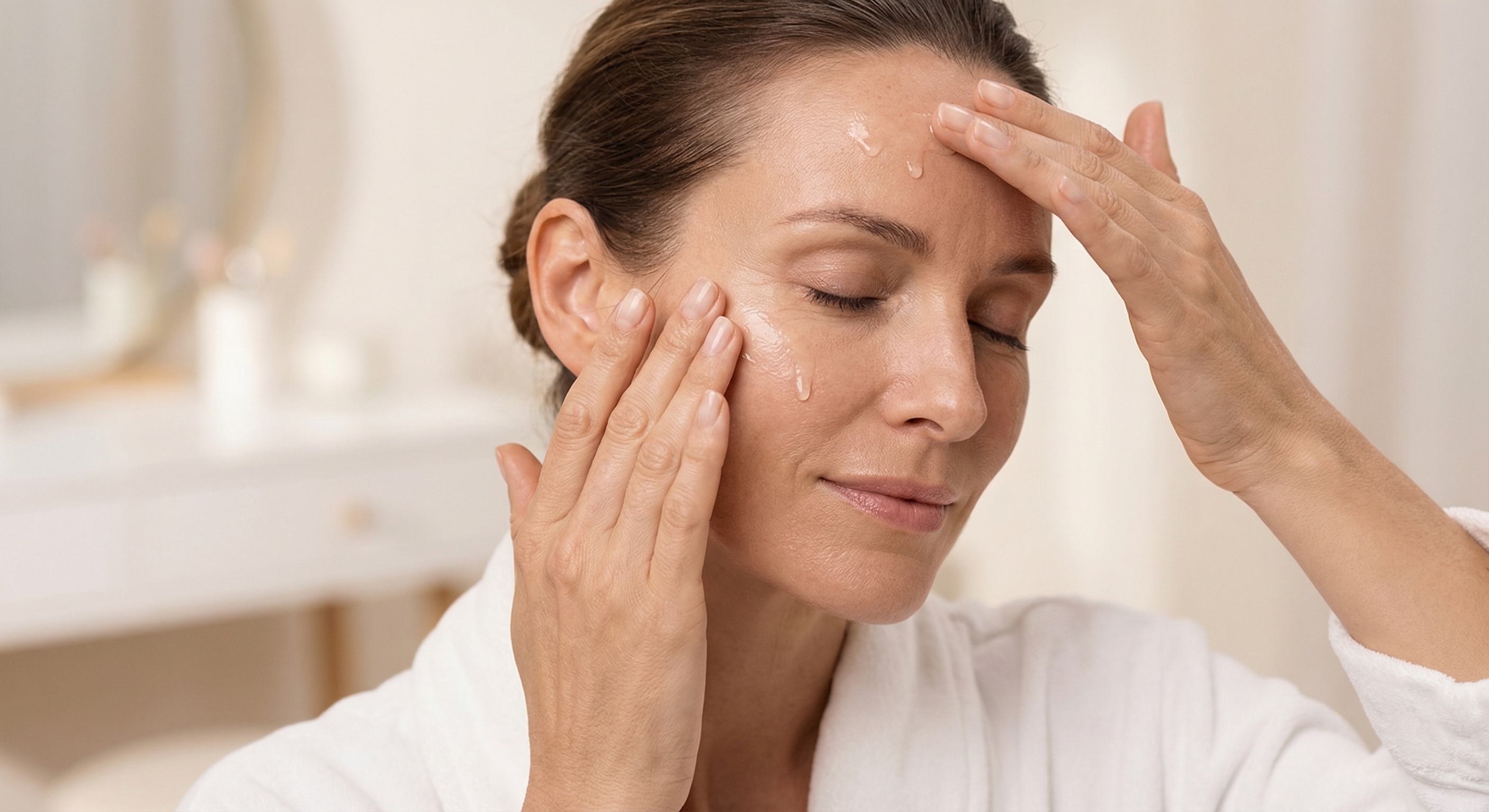 Woman applying anti-aging serum
