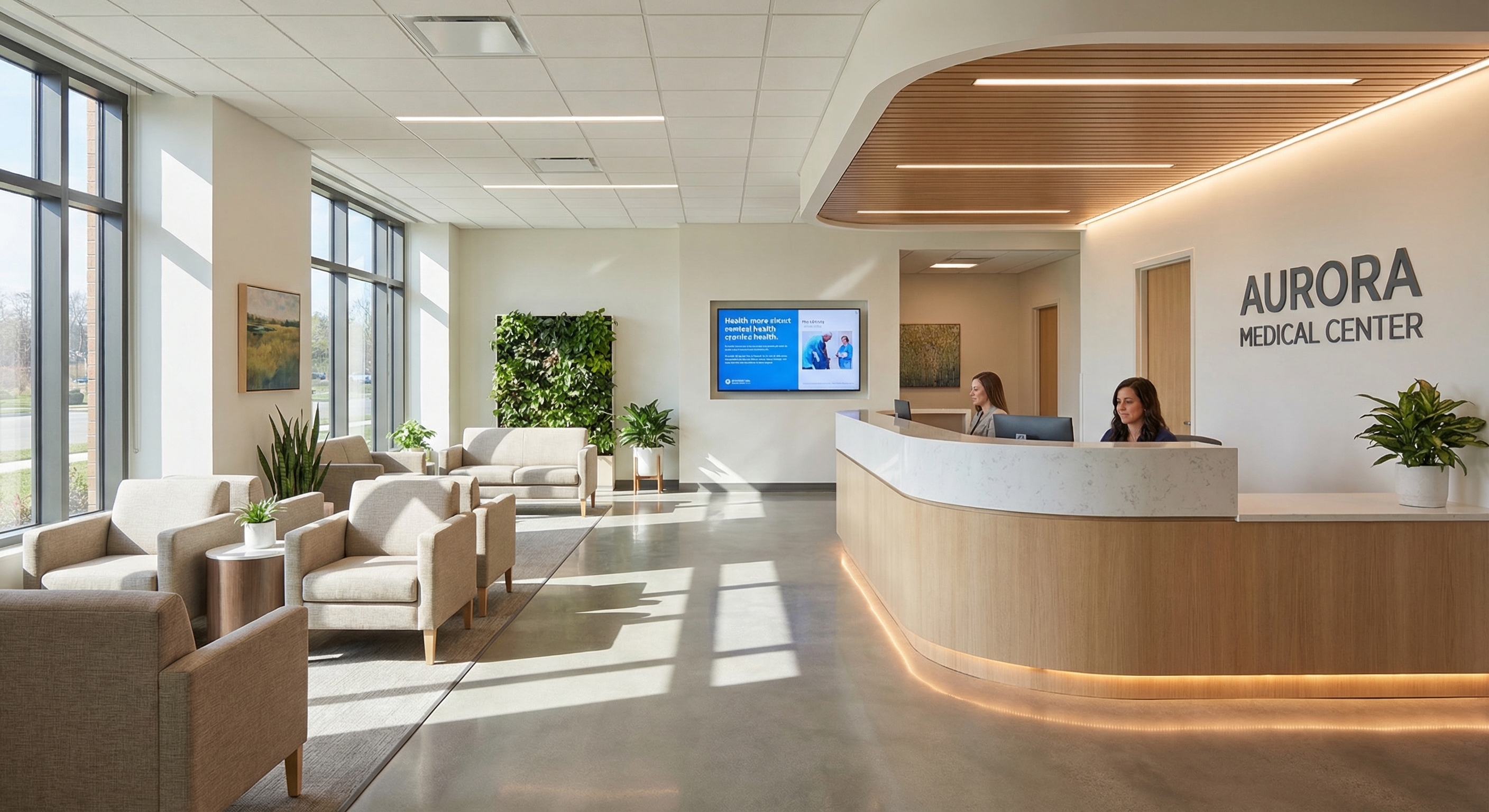 Modern medical clinic reception area